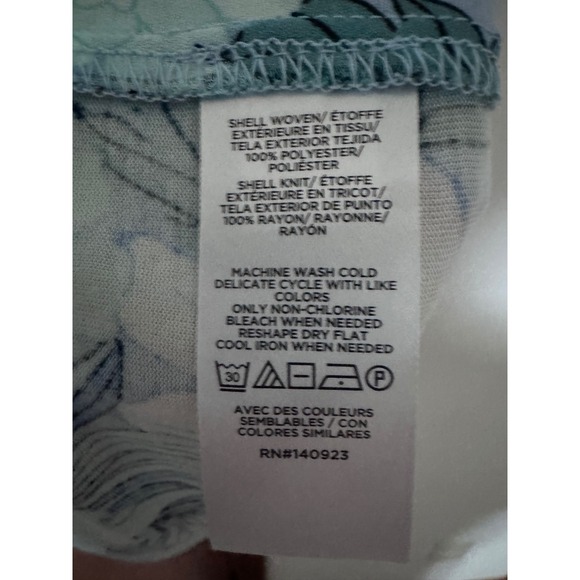 LOFT Floral Puff Sleeve Top Light Blue Green White Women's Medium M NWOT - Picture 4 of 7